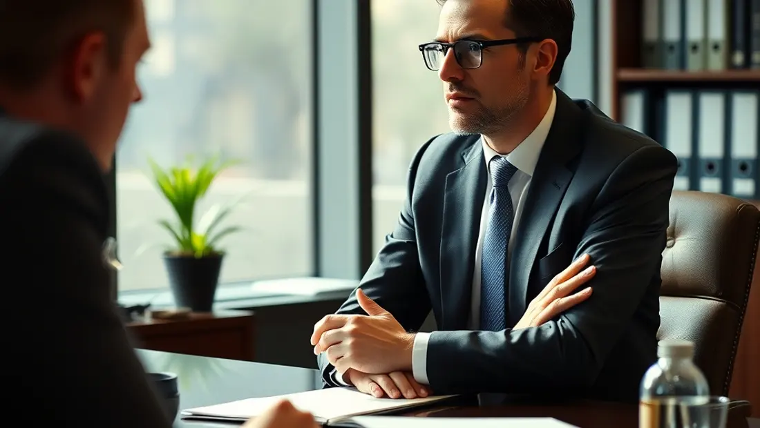 Avocat discutant avec un client.