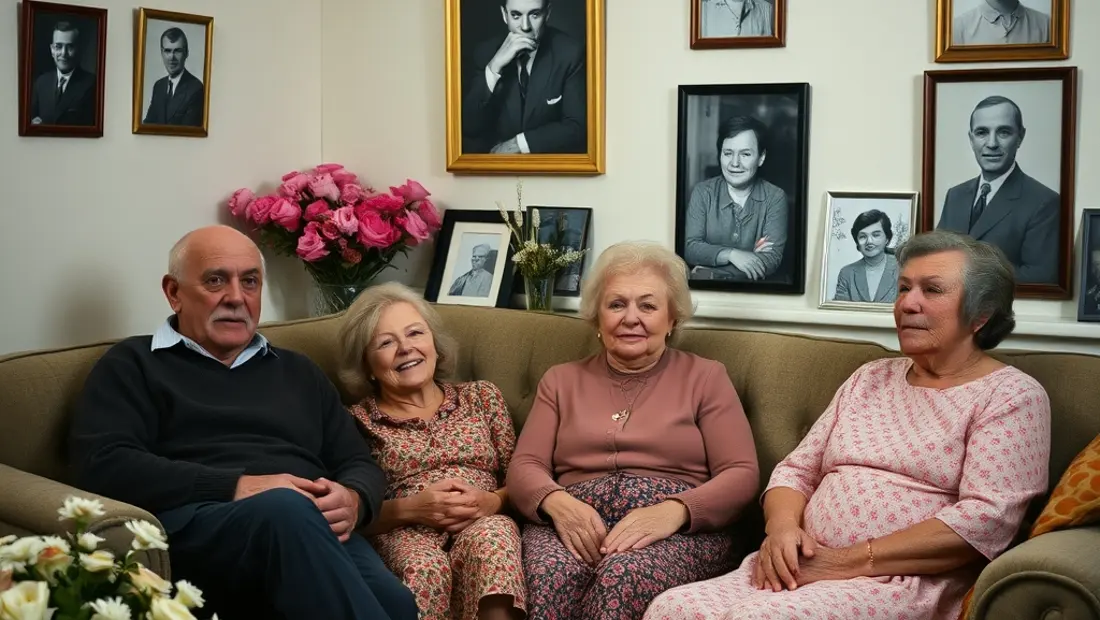 Famille en deuil dans un salon