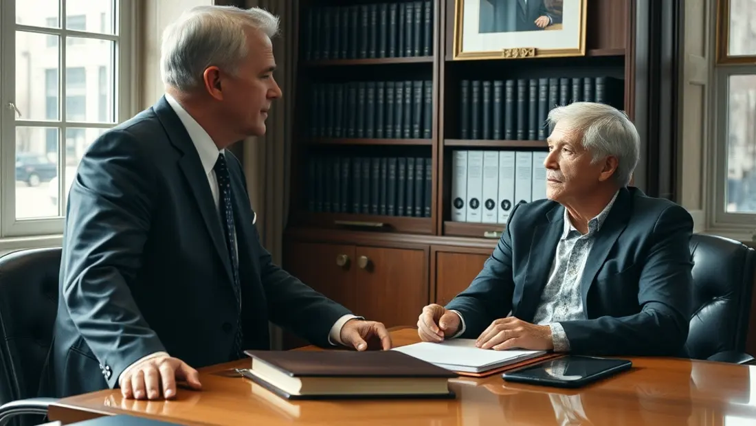 Client parlant à un avocat dans un bureau