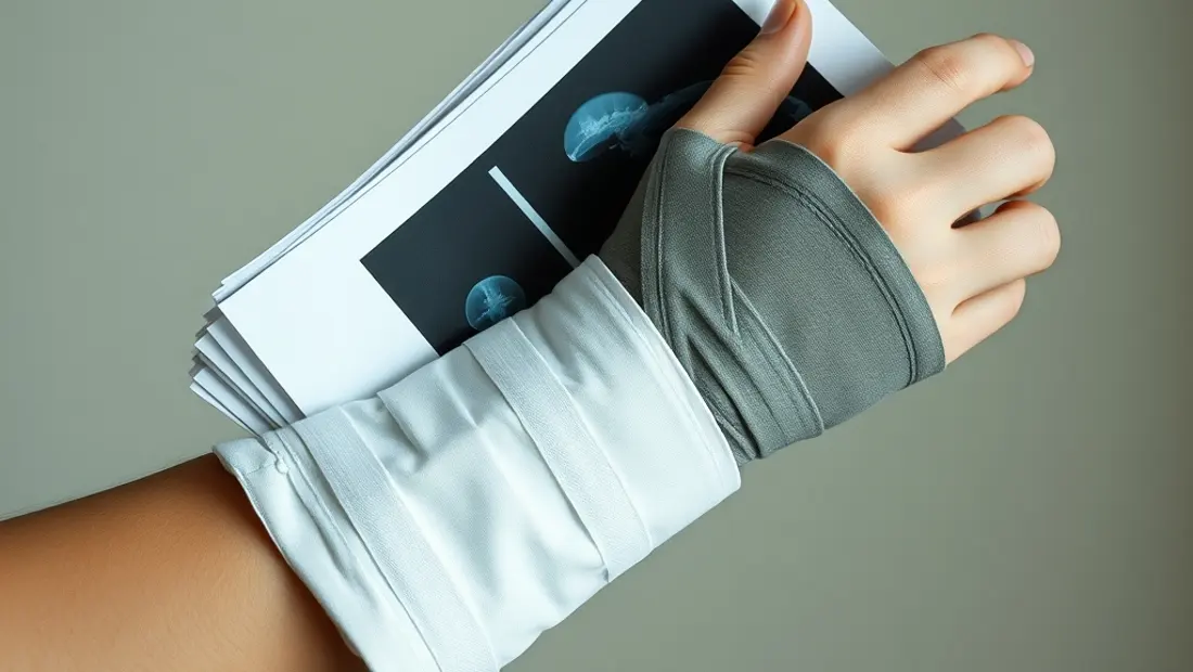Dossiers médicaux avec radiographies d'un bras blessé.