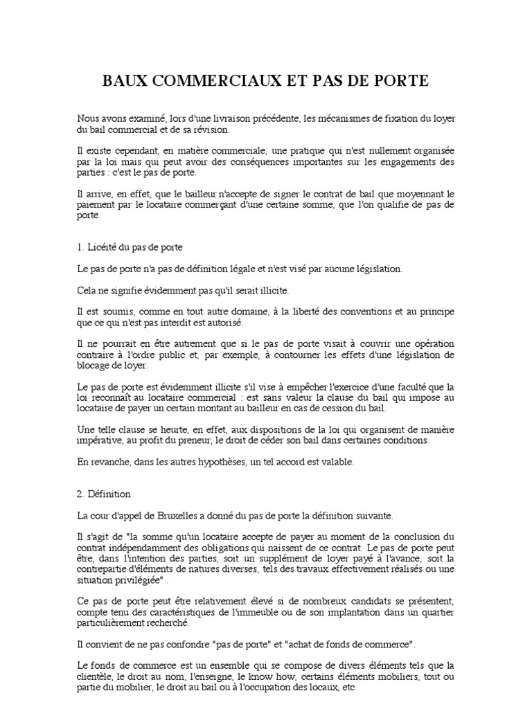 Comprendre le pas de porte en Droit commercial ?