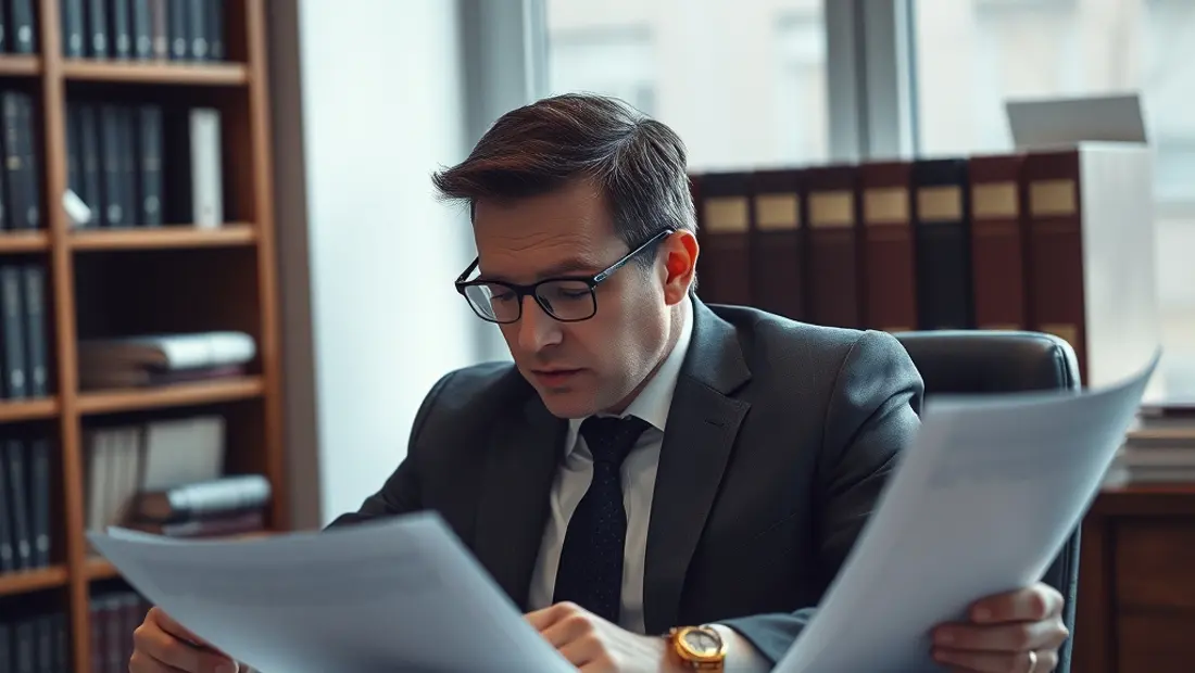 Un avocat à son bureau.