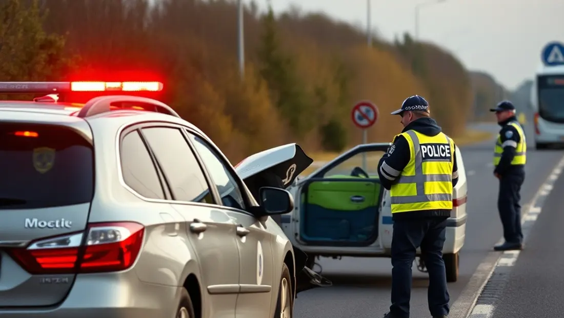 Accident de la route avec secours et policiers