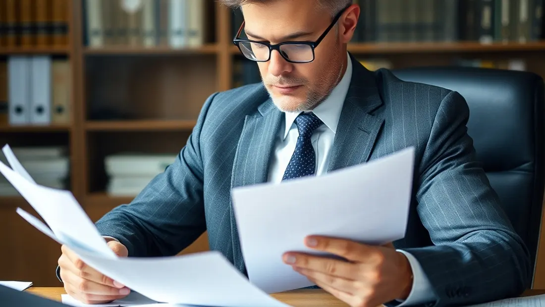 Un avocat étudiant un dossier d'accident de la route.
