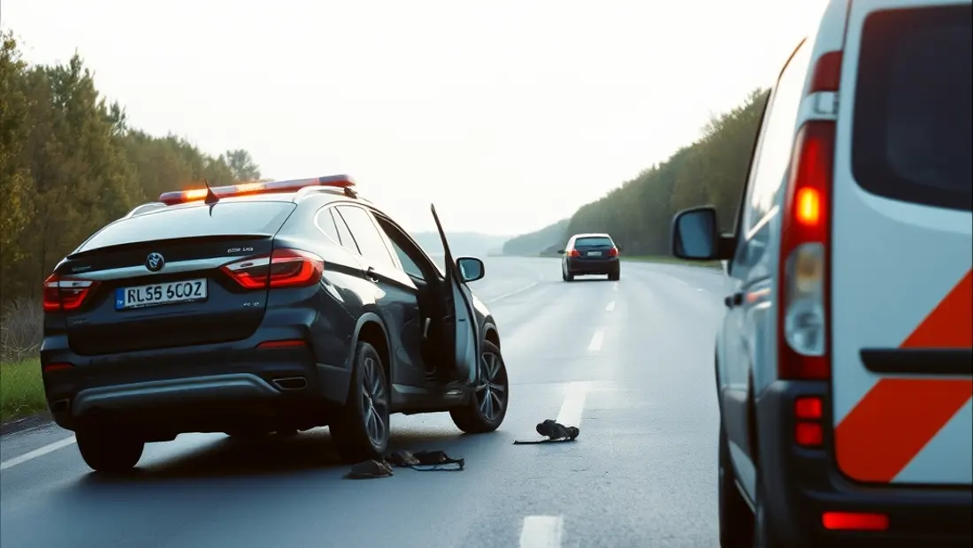 Accident de la route avec secours présents