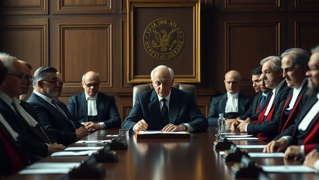 Un tribunal en séance avec le président et les juges.