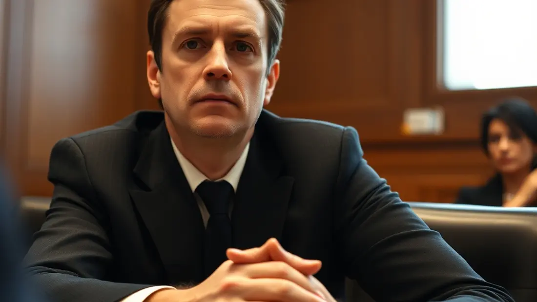 Une femme debout devant un tribunal.